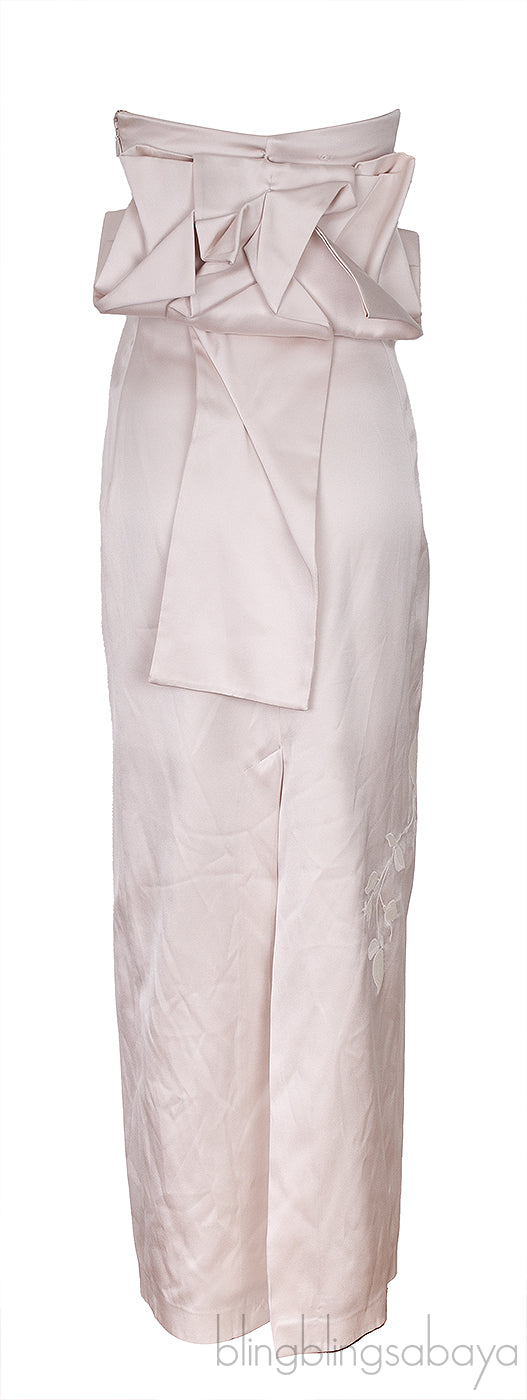 Powder Pink Floral Embroidered Tube Dress