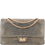 Metallic Gold Crocodile Flap Bag