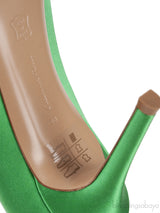 Green Satin Pointed Toe Heels
