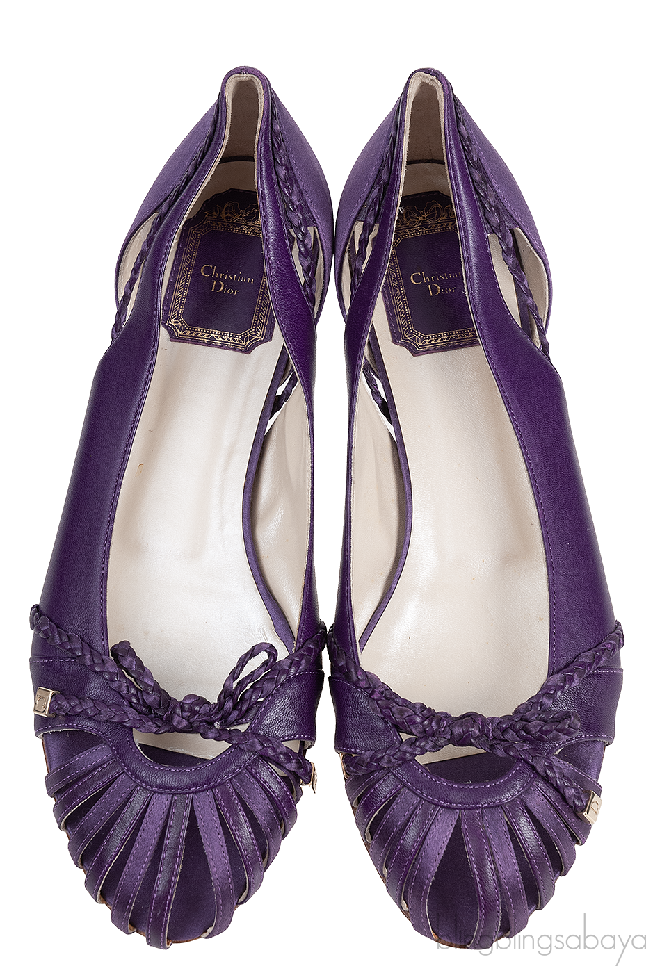Dior Purple Satin and Leather Ballet Flat