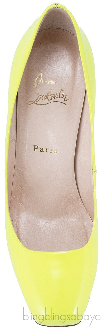 Yellow Patent Decollete Pumps