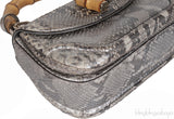 Gucci Silver Python Bamboo Handle Bag