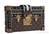 Monogram Black & White Leather Trim Petite Malle GHW