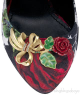 Embellished Floral Brocade Pump