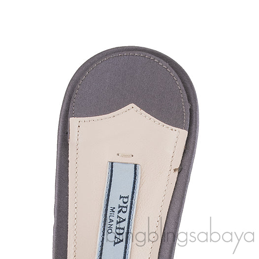 Grey Floral Crystal Slip on Sandals