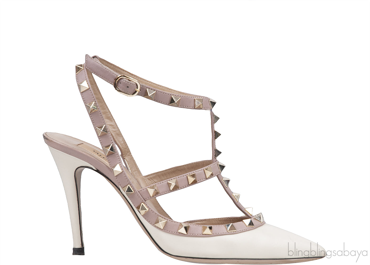 Rockstud Off-white Nude Slingback