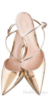 Gold Metallic Slide Mule