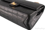 2.55 Black Croc Large Bag
