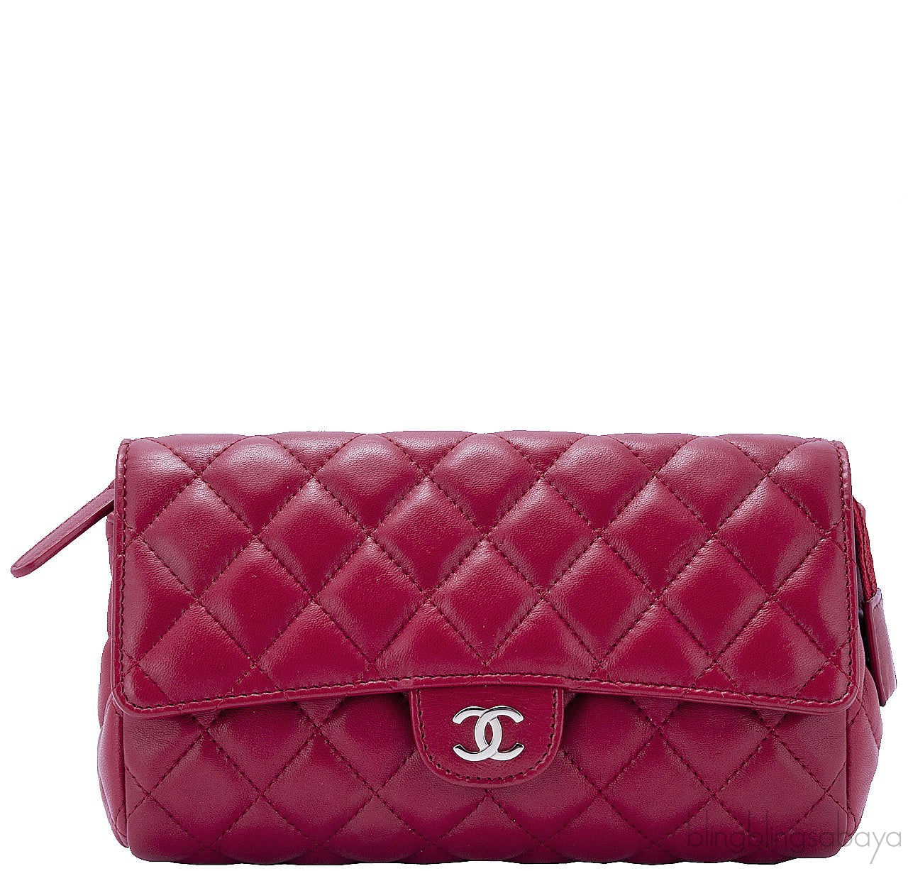 Red Quilted Cosmetic Pouch