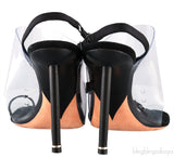 Black PVC Slingback Heels