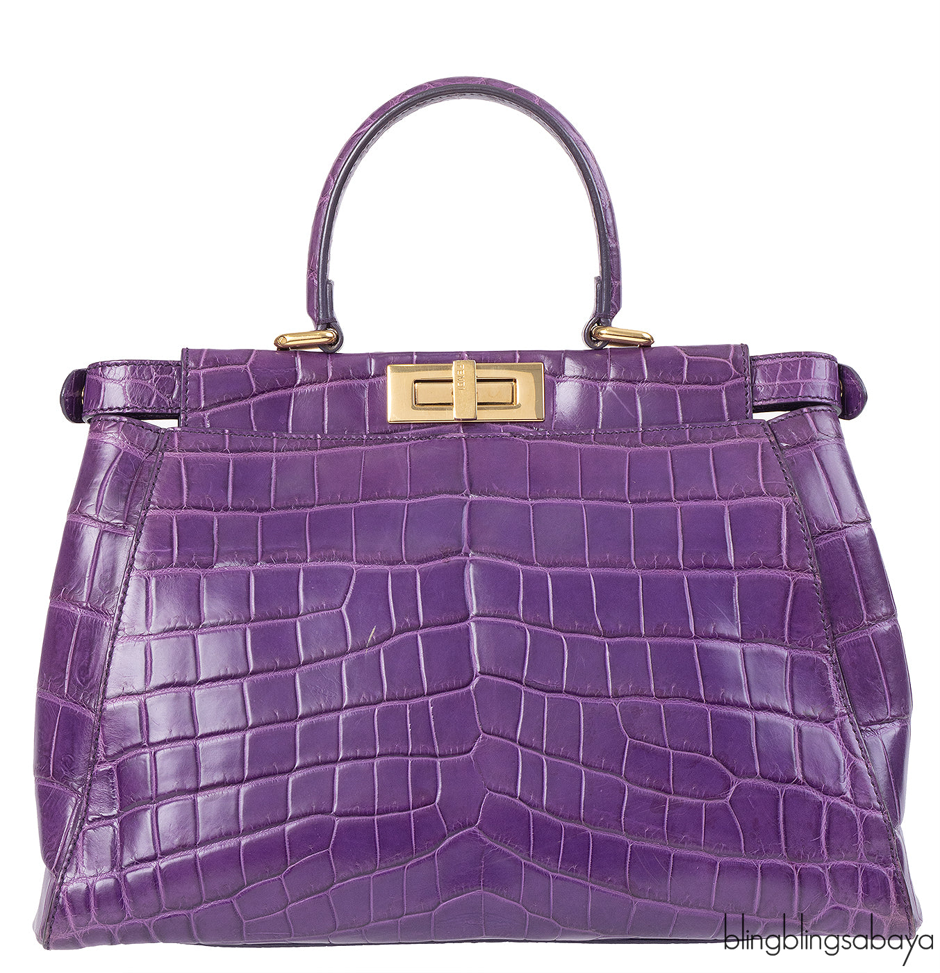 Fendi Purple Crocodile Medium Peekaboo GHW