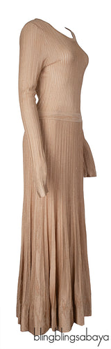 Chanel Gold Ribbed Knit Maxi Dress