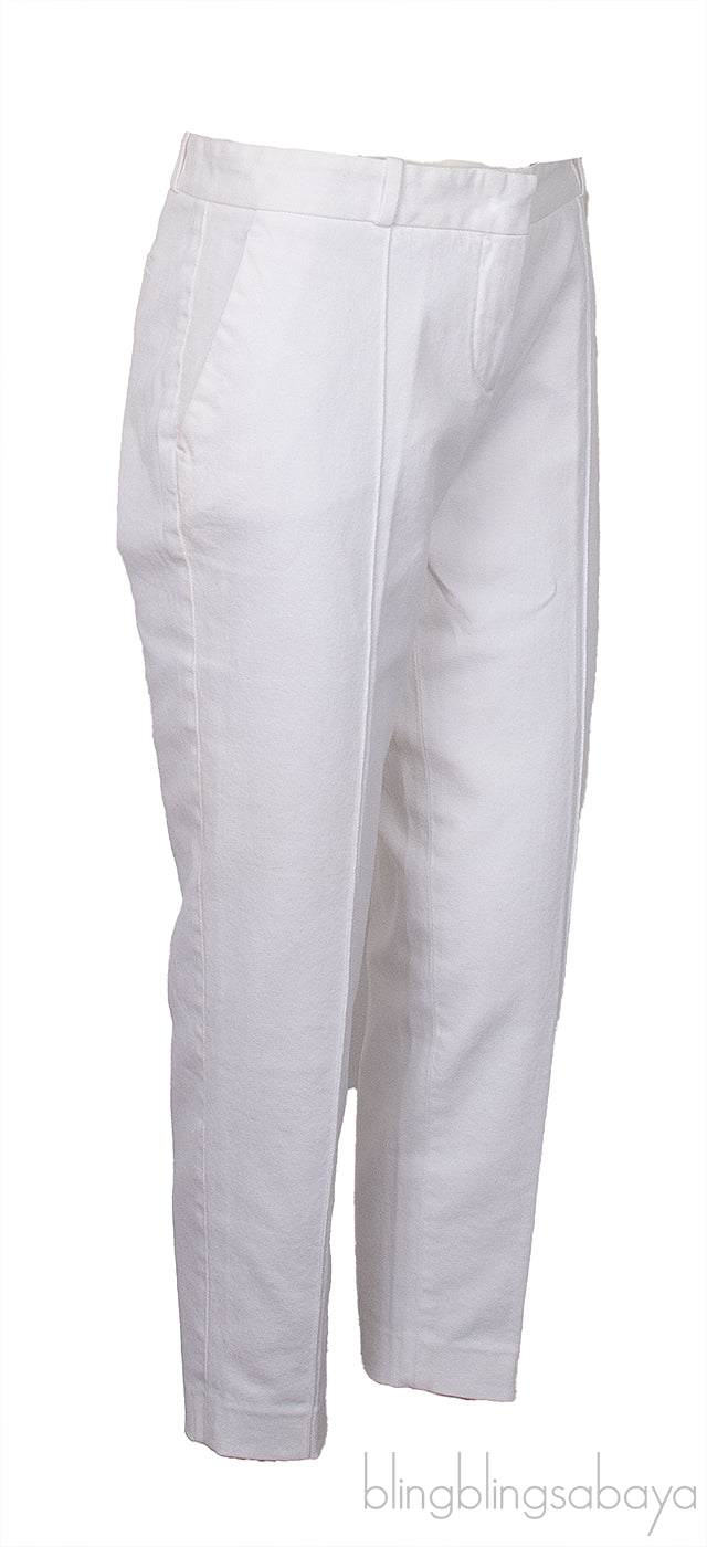 White Cropped Denim Cotton Pants