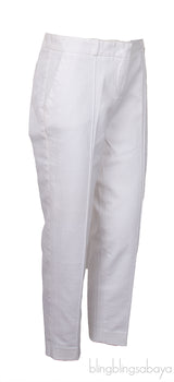 White Cropped Denim Cotton Pants