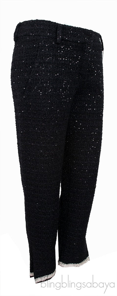 Black Tweed Sequin Trouser