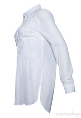Pleated Off-white Long Sleeve Shirt