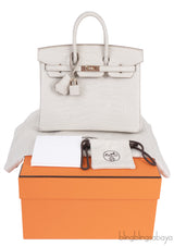 Hermes Birkin 25 Beton Matte Alligator Crocodile GHW