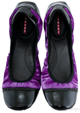 Prada Velvet Purple & Black Sport Ballet Flats
