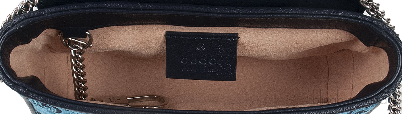 Blue GG Marmont Super Mini Bag PHW