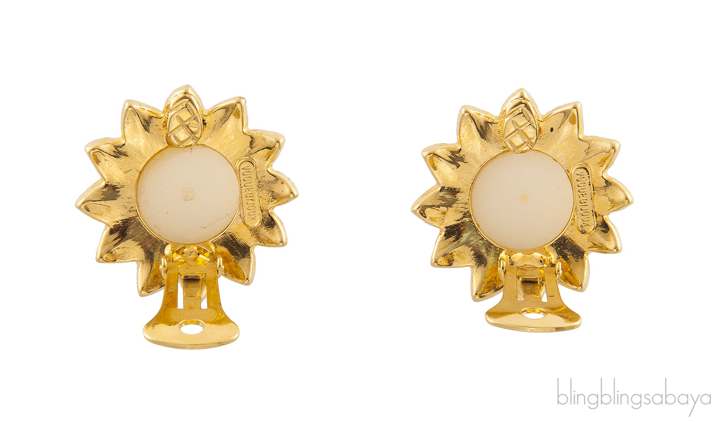 Pearl Floral Clip Earrings