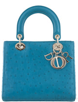 Lady Dior Blue Green Ostrich GHW