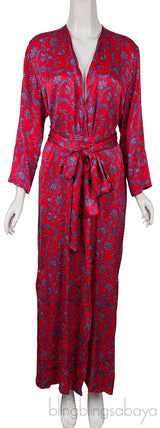 Red Floral Wrap Belted Dress