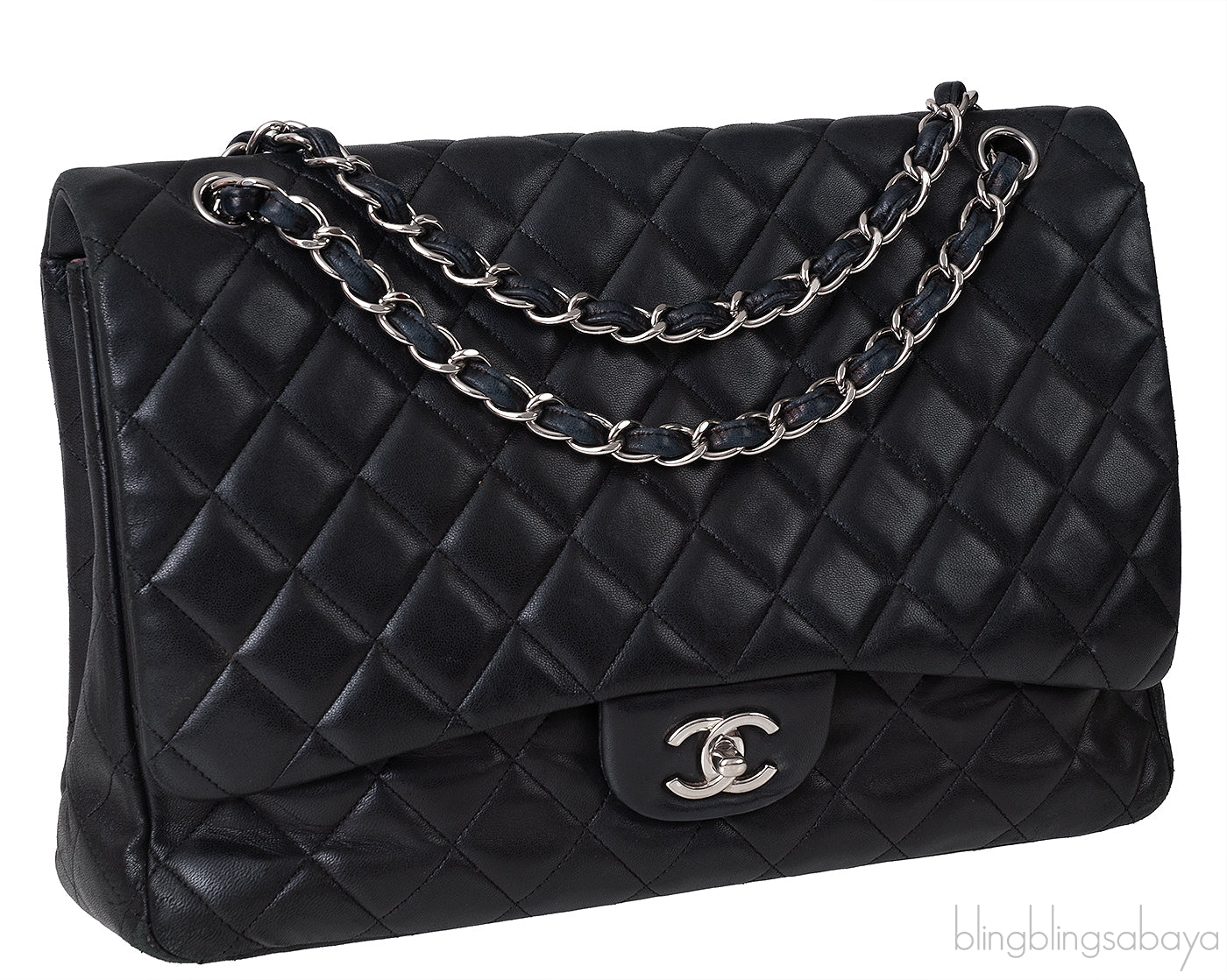 Black Quilted Classic Maxi Flap Bag