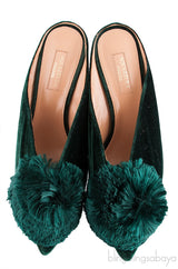 Aquazzura Emerald Green 45 Velvet Mules