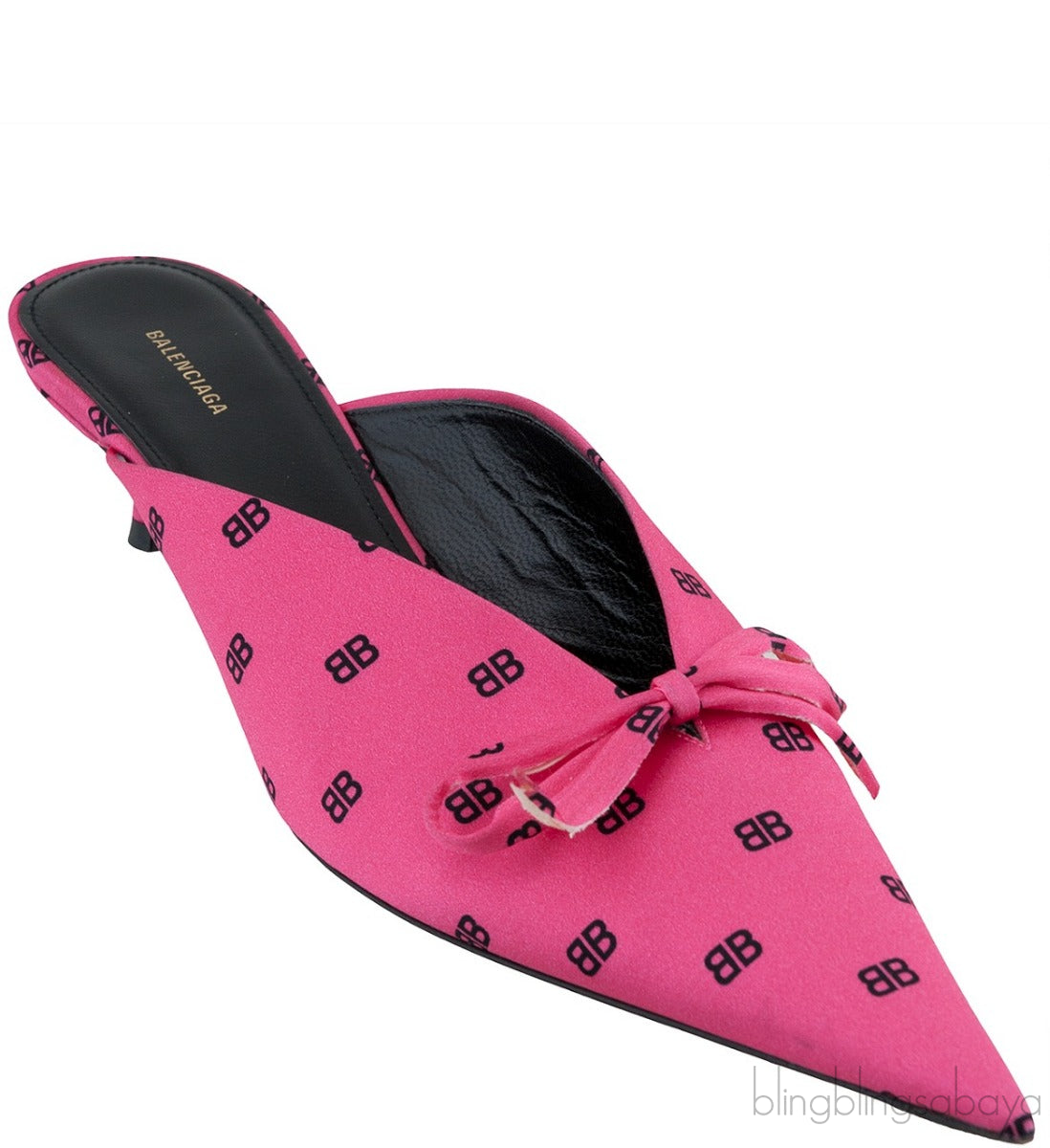 Silk BB Pink Knife Pointed Toe Mules