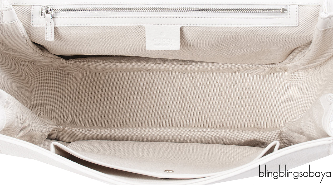 Gucci White Large Bamboo Top Handle Bag
