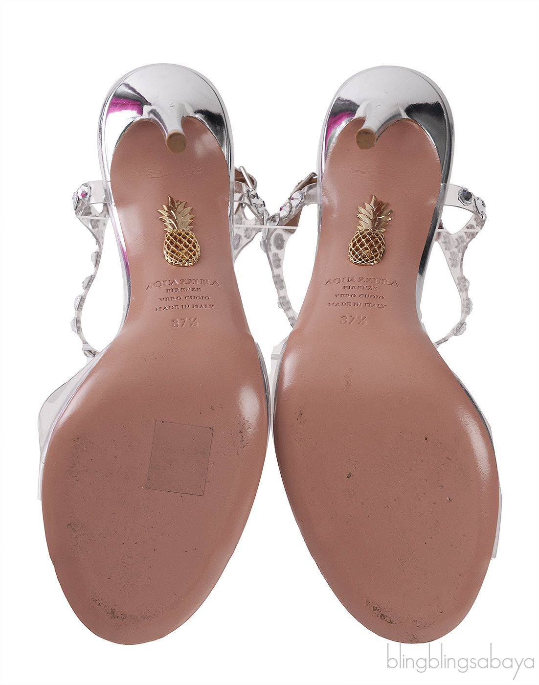 PVC T-strap Crystal Sandals