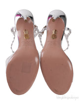PVC T-strap Crystal Sandals