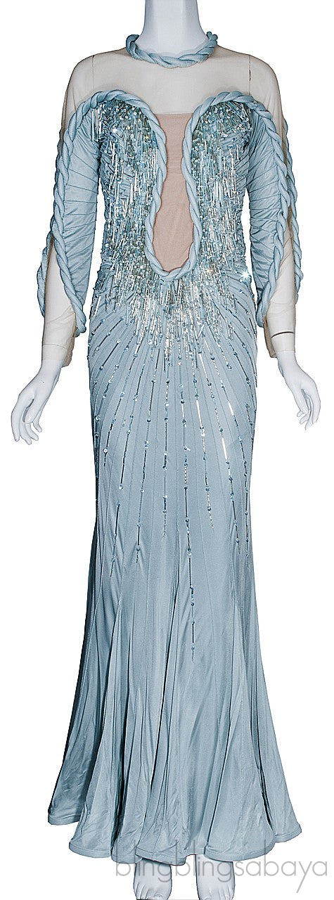 Pale Blue Sequin Embellished Dress