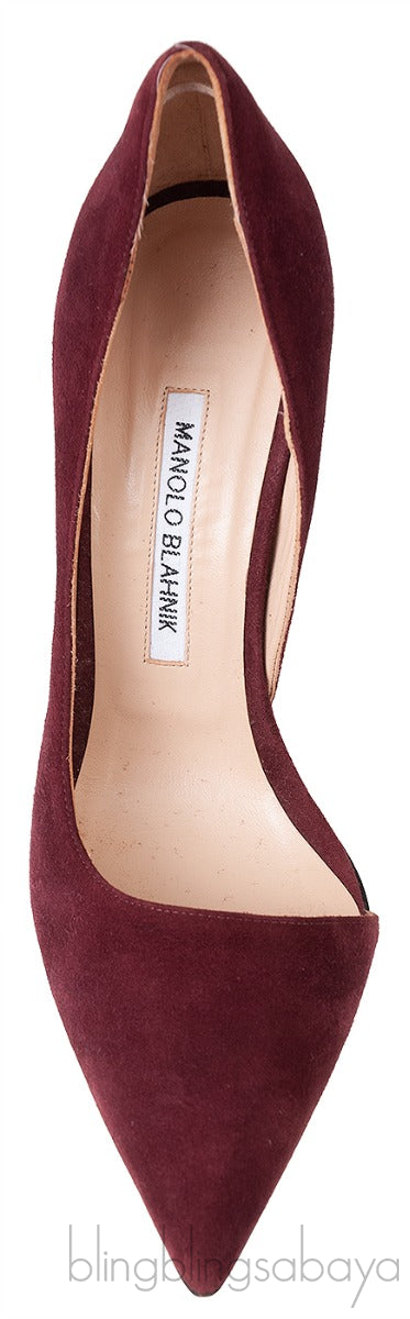 Burgundy Suede Pointed Heels