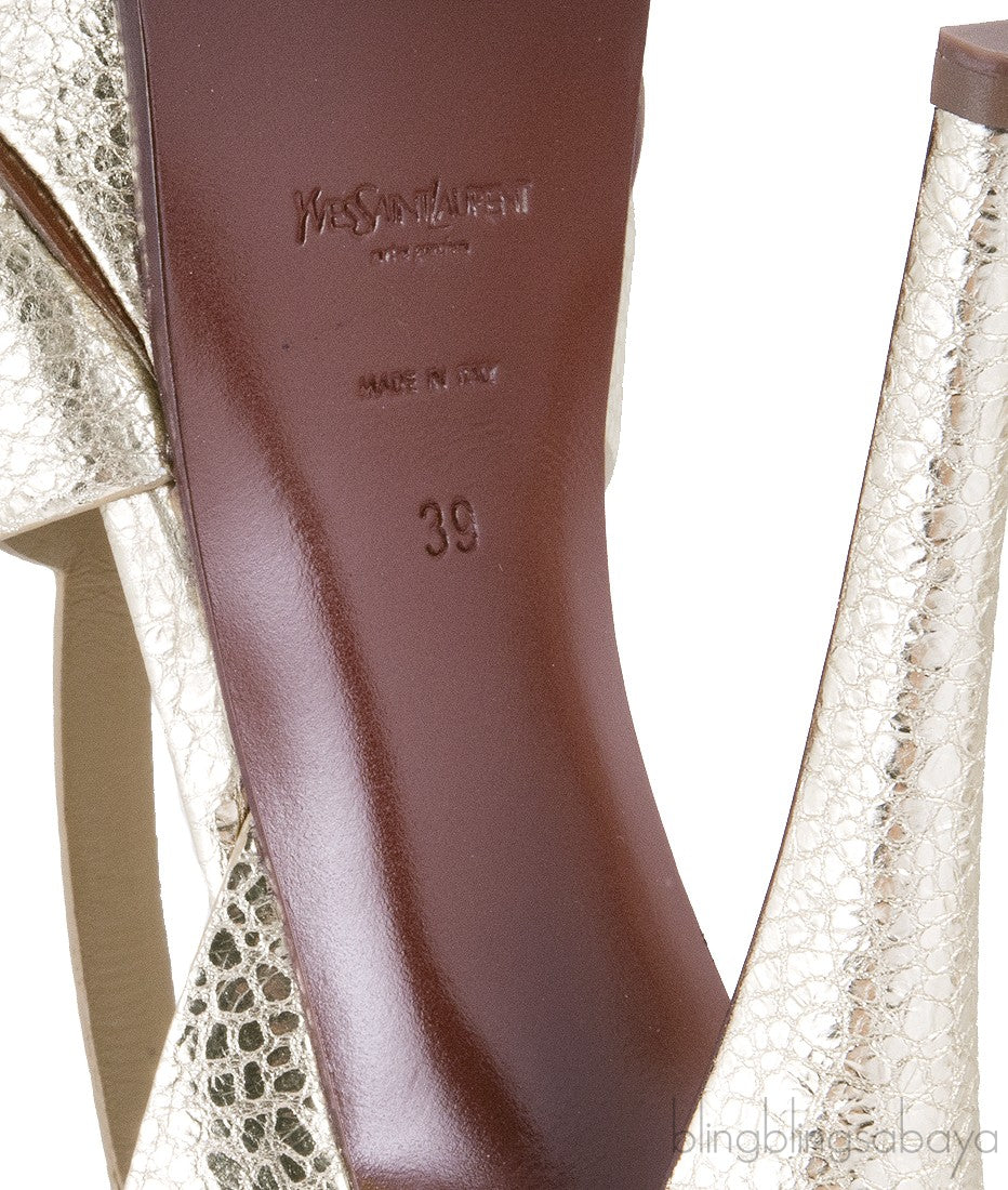 Tribute Gold Textured Leather Heels
