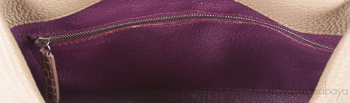 Etoupe Leather Croc Print Handle Bag