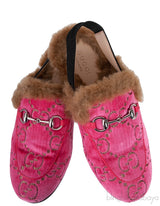 Pink Princetown GG Velvet Kids Shoes