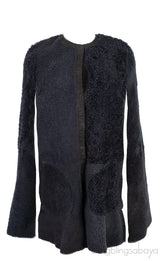 Black Leather Reversible Cape Jacket