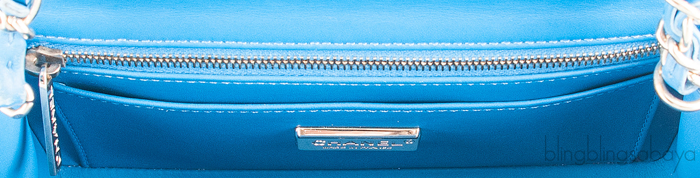 Light Blue Croc Mini Single Flap GHW