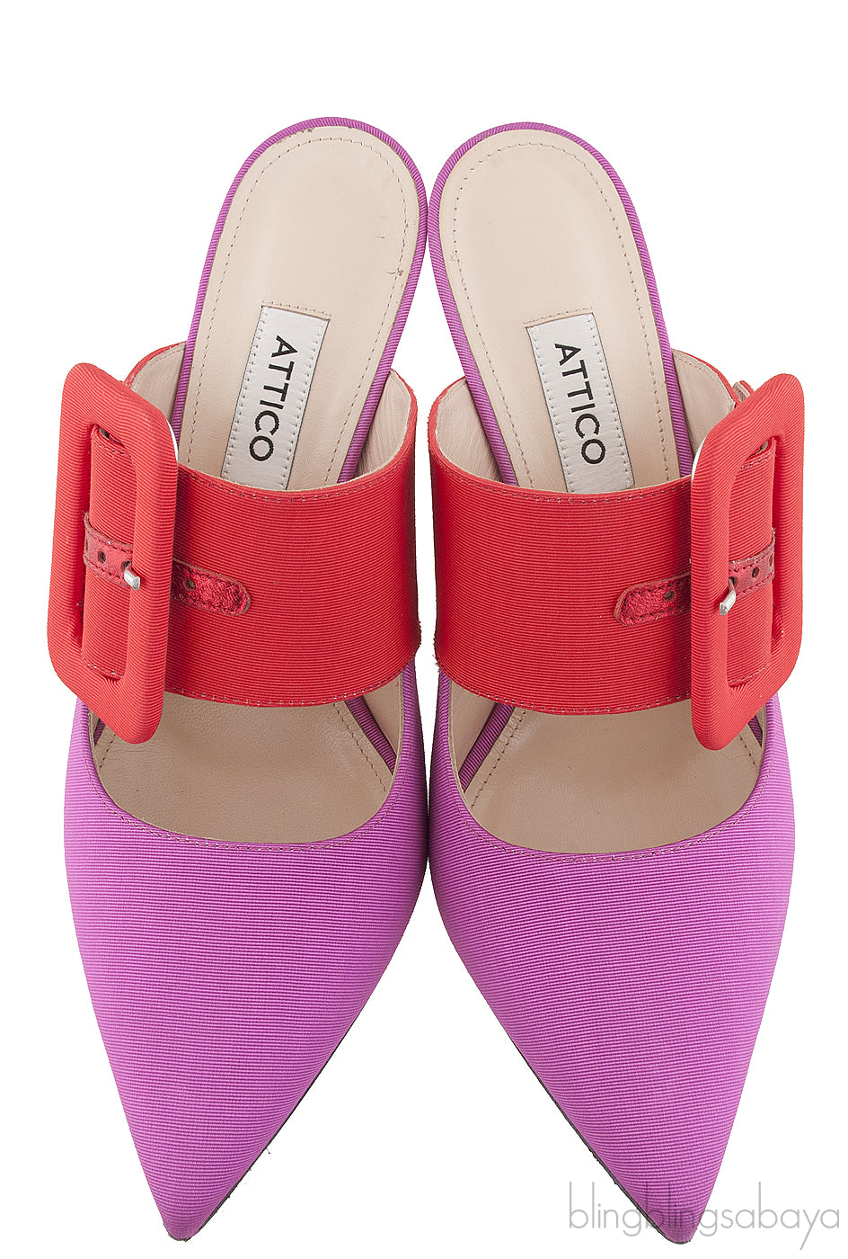 Bi-color Large Buckle Mule