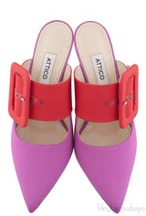 Bi-color Large Buckle Mule