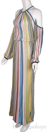 Striped Cold Shoulder Maxi Dress