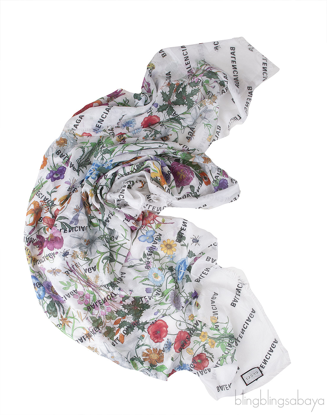 The Hacker Project Flora Print Silk Scarf White