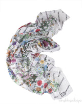 The Hacker Project Flora Print Silk Scarf White