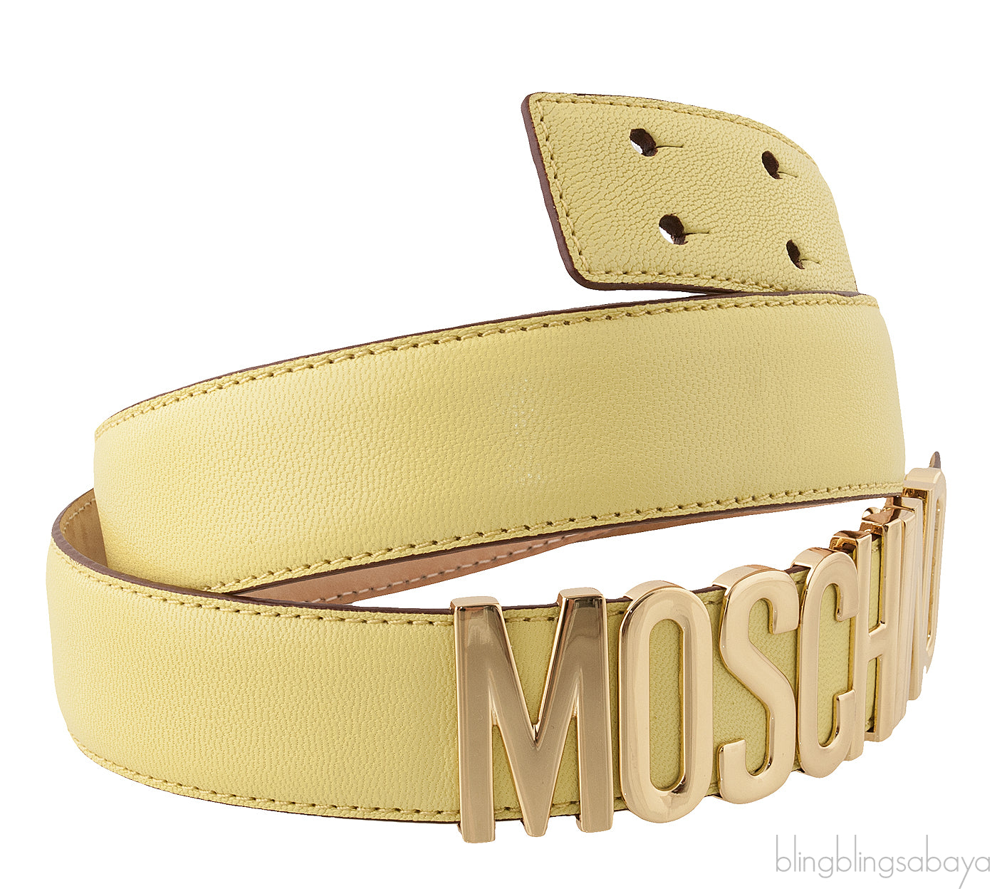 Yellow Logo Leather Belt
