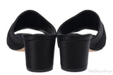 Manolo Blahnik Martamod Black Satin Mules