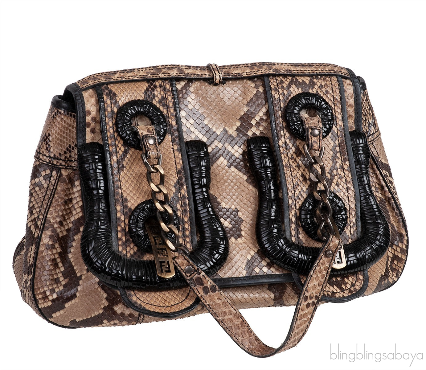 Fendi Brown Natural Python Flap Bag