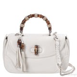 Gucci White Large Bamboo Top Handle Bag