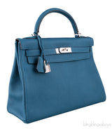 Kelly 32 Retourne Bleu Cobalt Togo