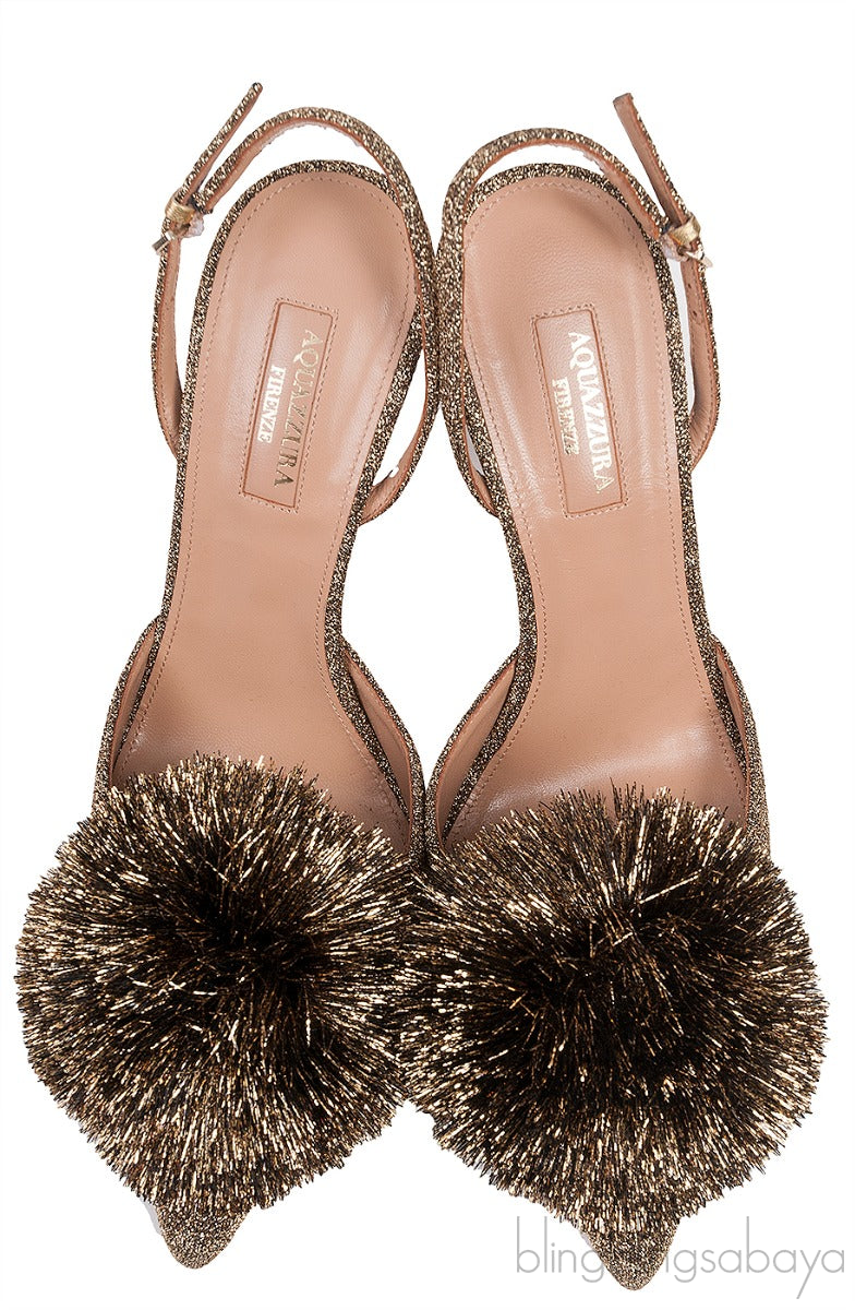 Metallic Gold Powder Puff Heels